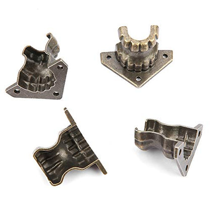 Walfront 4Pcs Furniture Legs Antique Jewelry Chest Meuble Wood Box Decorative Feet Leg Corner Protector Metal Furniture Legs for Cabinet Sofa TV Stand Bookcase