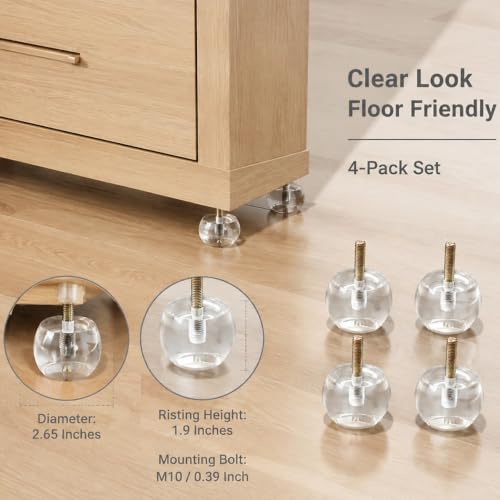 Clear Acrylic Furniture Legs, 1.9 Inch Height, 4Pcs - size: H 1.9 Inch