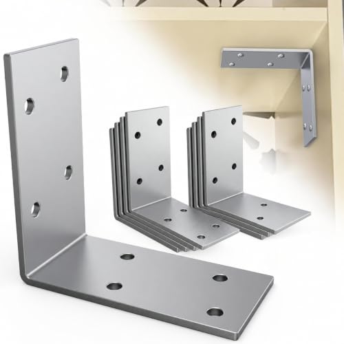 Yuleimy L Brackets for Wood, 3x3 Inch Galvanized Corner Braces, 8 PCS