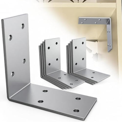 Yuleimy L Brackets for Wood, 3x3 Inch Galvanized Corner Braces, 8 PCS