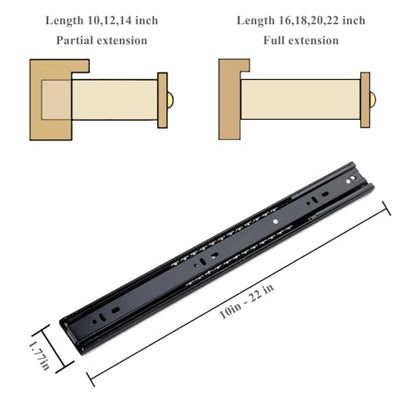 2 Pairs Soft Close Drawer Slides 20 inch Full Extension Heavy Duty Drawer Slides Ball Bearing Metal Drawer Runners Rails Track - size: 20 in.