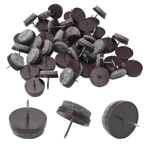 50PCS 24mm Brown Nail-on Felt Furniture Pads, Round Chair Leg Guards - size: 24mm