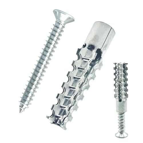 60 Packs Heavy Duty Hollow Wall Anchors with Screws, Loose Hinge and Stripped Hole Repair Kits (8x38mm,Silver)