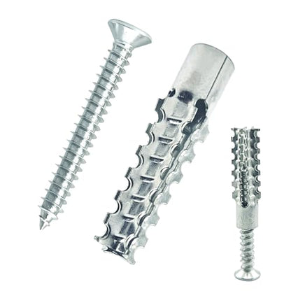 60 Packs Heavy Duty Hollow Wall Anchors with Screws, Loose Hinge and Stripped Hole Repair Kits (8x38mm,Silver)