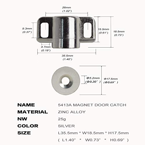 Keenkee 8 Pack Magnetic Cabinet Door Catch, Silver Color - color: Silver 8ps