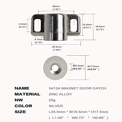 Keenkee 8 Pack Magnetic Cabinet Door Catch, Silver Color - color: Silver 8ps
