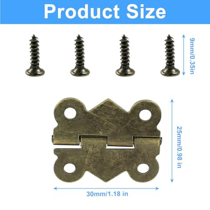 Jewelry Box Hinges, Antique Bronze, 30 x 25mm, 50 Pcs