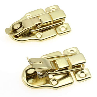 Retro Style Duckbilled Toggle Hasp Latch,LBTODH 2 pcs Antique Toggle Hasp Latch with Padlock Hole for Jewelry Box Cabinet Toolbox Suitcase,with Mounting Screws(Gold) - color: Gold