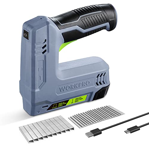WORKPRO Electric Staple Gun, 2-in-1 Brad Nailer Electric with 2000PCS Staples Nails & USB Charger, 3.6V Staple Gun for Upholstering, Crafts, Carpentry, DIY, Grey - color: Gray