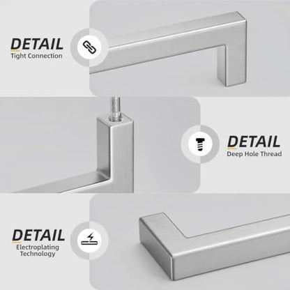 Goldenwarm 30 Pack 5" Brushed Nickel Cabinet Pulls Kitchen Cabinet Handles - color: Brushed Nickel, size: 5in Hole Centers