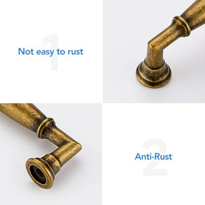 HOME EDIT Antique Brass Cabinet Handles 3-3/4 Inch Pulls 5 Pack - color: Antique Brass, size: 3-3/4 inches Hole Center