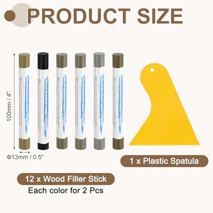 uxcell 12Pcs Wood Filler Sticks Kit, 12 Colors Classic & Tech Gray Series - color: Classic Tech Gray Series