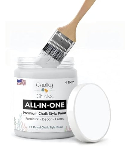 Chalky Chicks CottonTail 4 Fl Oz Chalk Paint for Furniture All in One - color: CottonTail (White), size: 4 Fl Oz (Pack of 1)