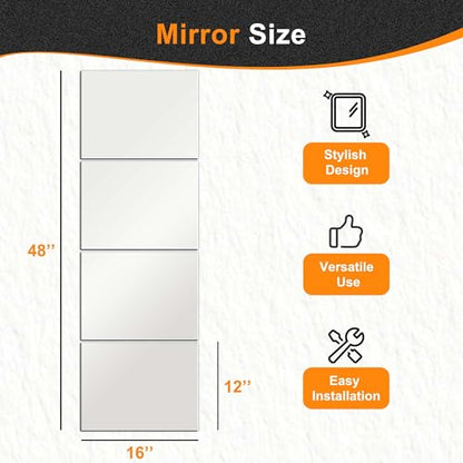 Delma Wall Mirror Full Length, Glass, 16x12'' - 4PCS - size: 16''x12''-4PCS