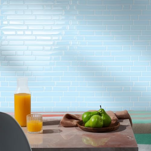 STICKGOO Thicker Peel and Stick Backsplash Tile for Kitchen and Bathroom - color: Sky Blue