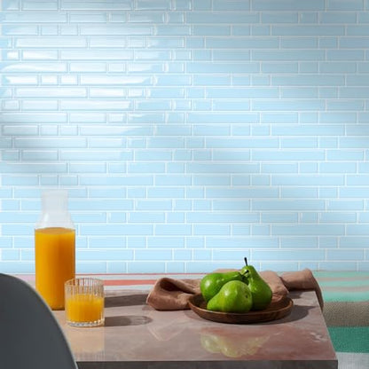 STICKGOO Thicker Peel and Stick Backsplash Tile for Kitchen and Bathroom - color: Sky Blue