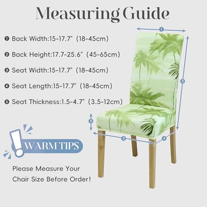Dining Chair Covers, Dining Room Chair Cover Set of 4 - color: Summer Palm, size: 4