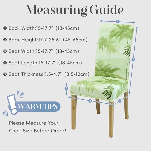 Dining Chair Covers, Dining Room Chair Cover Set of 6 - color: Summer Palm, size: 6