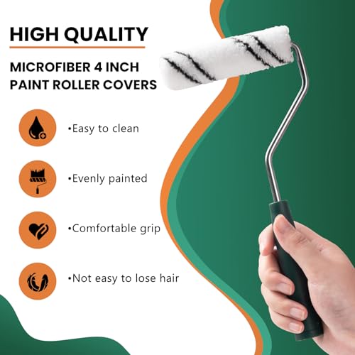 Microfiber Paint Roller 4 Inch, 3/8 Inch Nap, 60 Pack - color: 4 inch paint roller 60 pack