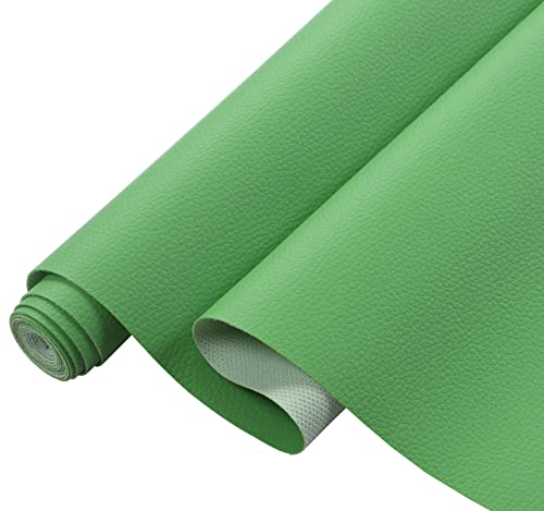 Picheng Lychee Faux Leather Fabric: 13.8" x 53"Soft Green Faux Leather Roll - color: Green