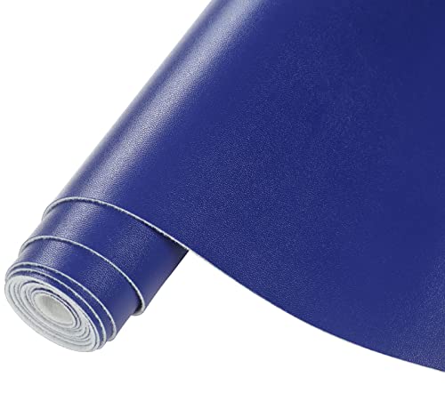 CDY Smooth Faux Leather Roll: 13.8"X53" Faux Leather Sheets for Upholstery - color: Blue