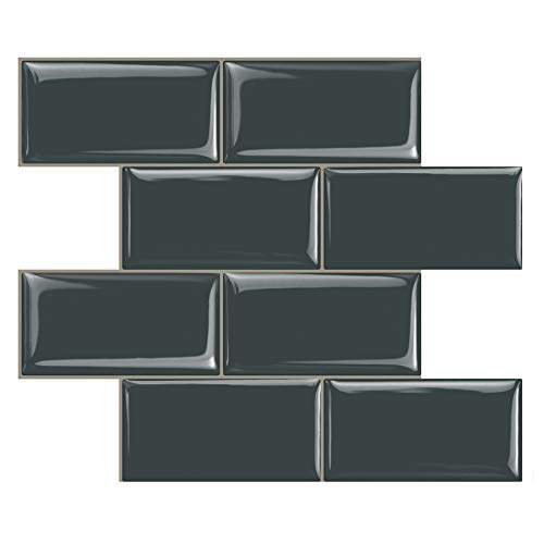 STICKGOO 10-Sheet Backsplash Peel and Stick Subway Tile(Thicker Design) - color: Dark Gray