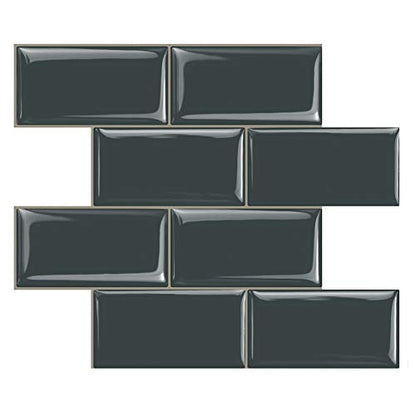 STICKGOO 10-Sheet Backsplash Peel and Stick Subway Tile(Thicker Design) - color: Dark Gray
