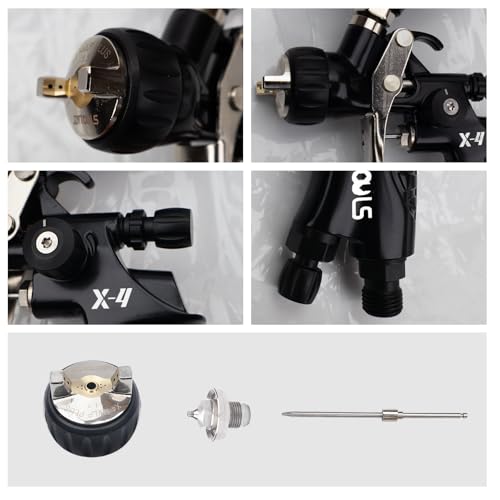 HVLP Air Spray Gun with 1.3/1.7 mm Nozzles, Gravity Feed Spray Paint Gun with 400/600ml Cup, Professional Automotive Spray Gun Kit, Spray for Car Paint, Furniture, Primers, Varnishes and Top Coats