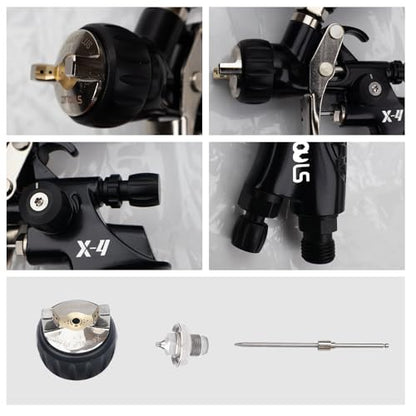 HVLP Air Spray Gun with 1.3/1.7 mm Nozzles, Gravity Feed Spray Paint Gun with 400/600ml Cup, Professional Automotive Spray Gun Kit, Spray for Car Paint, Furniture, Primers, Varnishes and Top Coats