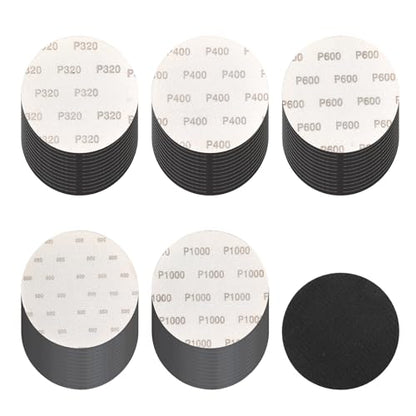 6 Inch 60 Pcs Hook and Loop Sanding Discs Assorted Grits 320 400 600 800 1000 Wet Dry Silicon Carbide with Soft Foam Interface Pad for Orbital Sander Auto Prep Wood Metal - style: 60Pcs 320-1000 Grit