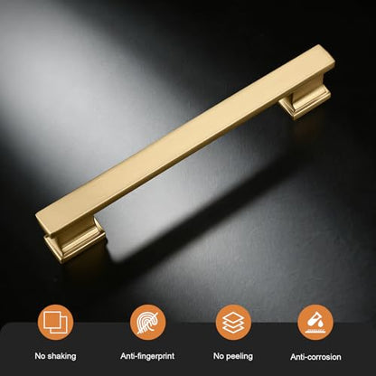 Probrico 10 Pack Champagne Bronze Cabinet Handles 5 Inch(128mm) Hole Center Kitchen Cabinet Pulls, Brushed Brass Cabinet Hardware for Cupboard Champagne Bronze Dresser Drawer Pulls - color: Champagne Bronze, size: 5 inch hole center