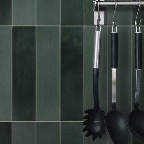 16-Sheet Peel and Stick Backsplash Tile, 9" x 9" Stacked 3D Handmade Looks Square Self Adhesive Wall Tiles for Kitchen Bathroom, Green Mixed - color: Green Mixed, size: Stacked