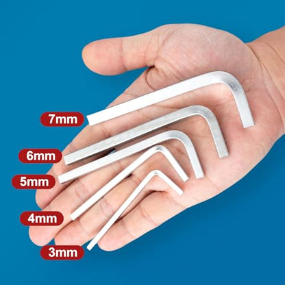 5pcs L Shaped Square Head Wrench Set, 3/4/5/6/7 mm - color: Steel Color,5pcs