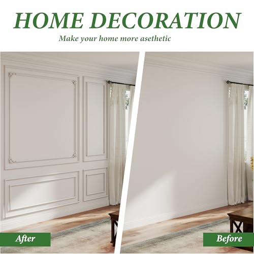 3 Set Peel and Stick Wall Molding Kit (12 Frames & 4 Corner Flowers)