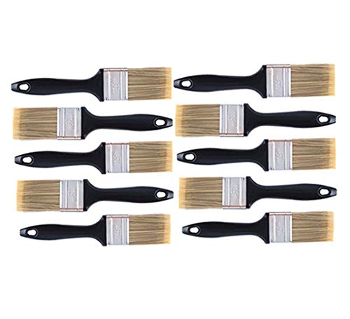 2 Inch Flat Paint Brush Set,10 Pack Chip Brushes for Stain,Trim & DIY - color: Black 10 Pack