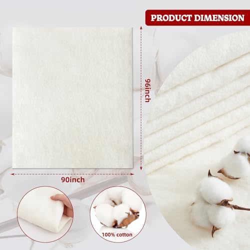 RRKTP Cotton Batting for Quilting，200 g/m² Lightweight Quilt Batting Queen Size，Natural All Season Comfort Cotton Stuffing, Sewing Handmade & DIY Crafts 90"×96" - size: 90×96