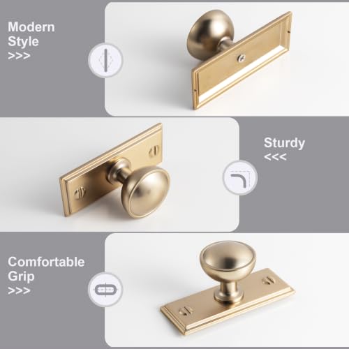 6Pack Champagne Bronze Cabinet Knobs with Backplate Drawer knobs - color: Champagne Bronze, style: Plaquette