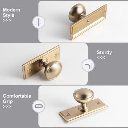 6Pack Champagne Bronze Cabinet Knobs with Backplate Drawer knobs - color: Champagne Bronze, style: Plaquette