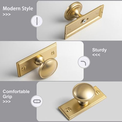 6Pack Champagne Bronze Cabinet Knobs with Backplate Drawer knobs - color: Champagne Bronze, style: Plaquette