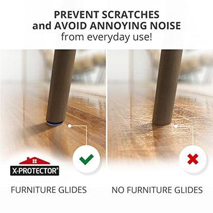 Chair Glides X-PROTECTOR – 1.5" Furniture Glides 16 pcs – Best Nail on - size: 1.5" 16 PCS Grey