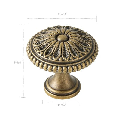 2 Pack Solid Brass Cabinet Knobs, Retro Drawer Knobs, Brushed Antique Brass Cabinet Knobs for Kitchen, Bathroom, and Furniture - size: Knob-F
