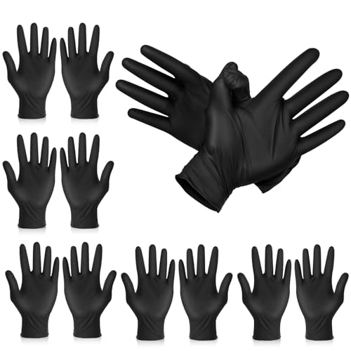 5Pairs Hair Dye Gloves Black Reusable Hair Coloring Gloves Non-slip Bouncy Professional Cleaning Rubber Glove Accessories for Salon Hairs Dyeing(Medium)