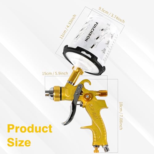 HVLP Spray Gun Kit with 10 Disposable 600ML Paint Cups & 5 Nozzles - color: Yellow