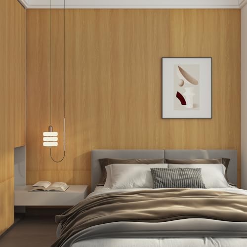 Extra Wide 31"x354" Wood Grain Contact Paper Brown Faux Wood Wallpaper - color: Yellow-Brown, size: 31.5" x 354.3"