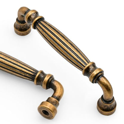 Asidrama 10 Pack 4 inch Brushed Antique Brass Kitchen Cabinet Handles - color: Brushed Antique Brass, size: 4" Hole Center(102mm)