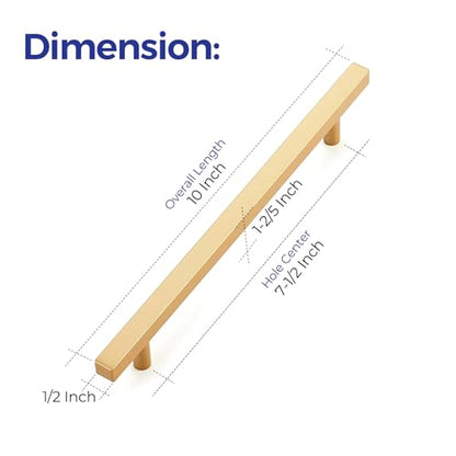 Ravinte Champagne Gold Handles Square Cabinet Hardware 10 Inch 10 Pack - size: 10" Hole Center