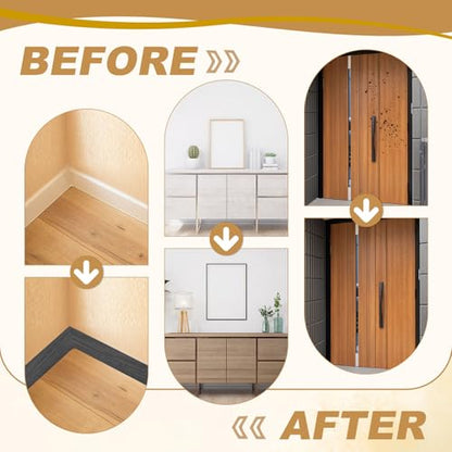 Wood Grain Repair Tape 2" x33', Self Adhesive Realistic Textured Repair Patch Peel and Stick Wood Tape with Scraper for Floor Door Window Furniture Table Gray Oak