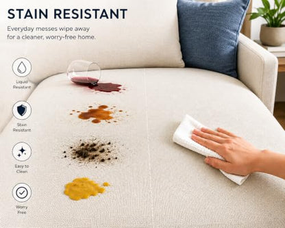 Liz Jordan Hill Luxury Ivory Chenille Stain Resistant Aquaclean Upholstery Fabric by the Yard Material for Home, Auto, Rv, Sofa, Chair -AC Spirit, Ivory 02