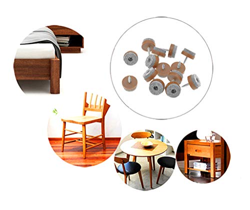 ALIMITOPIA 40pcs Screw-on Furniture Felt Pad Chair Glide Slider Hardwood Floor Protector for Wooden Leg Feet of Chair Table Furniture(Φ24mm or 0.95";Brown) - size: 24mm(Brown)