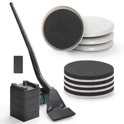 Furniture Lifter Tool + 8-Pack of 3.5" Sliders, Save 80% Effort, Safely and Easily, The Lift and Glide Tool Set for Heavy Furniture and Appliances, Reusable Moving Pads, Floor Protectors for Carpet - size: 24 IN Lifter Tool & 8 Sliders